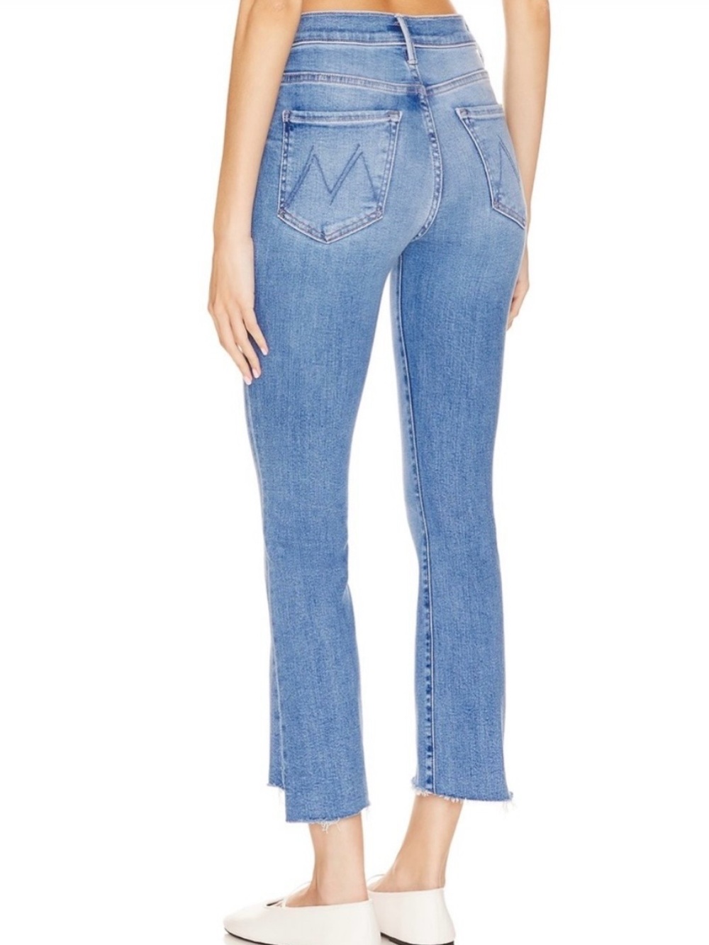 MOTHER Lil’ Insider Crop Step Fray Jeans Petite Out Of The Blue Size 27 - Picture 2 of 16